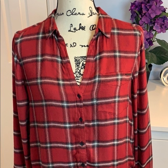 Calvin Klein Dark Merlot Plaid Button Up Shirt - Picture 5 of 8